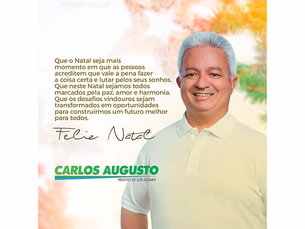 Mensagem de Natal do Prefeito Carlos Augusto de Paiva - Tututa