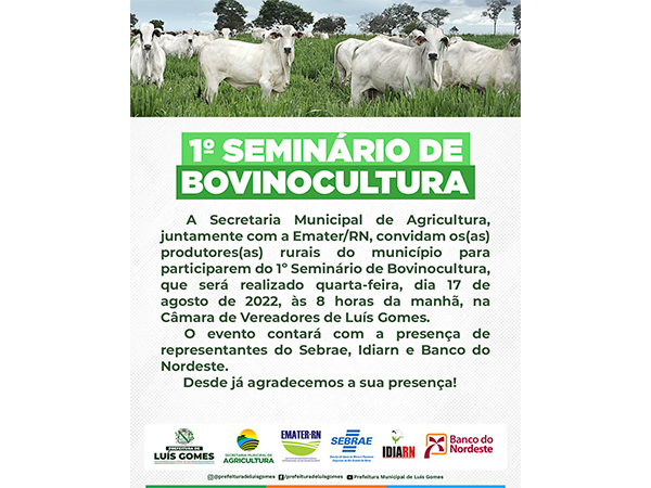 Convite para o 1º Seminário de Bovinocultura