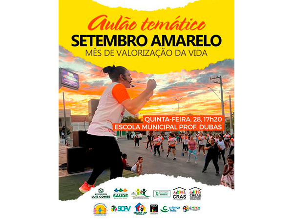Aulão de dança será promovido pela Prefeitura de Luís Gomes para fortalece a campanha Setembro Amarelo.