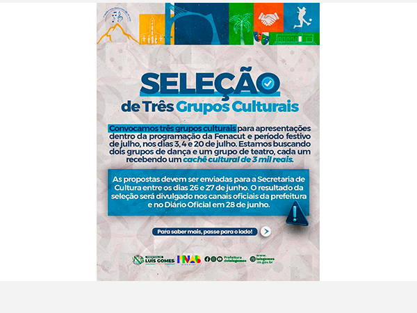 SELEÇÃO DE TRÊS GRUPOS CULTURAIS